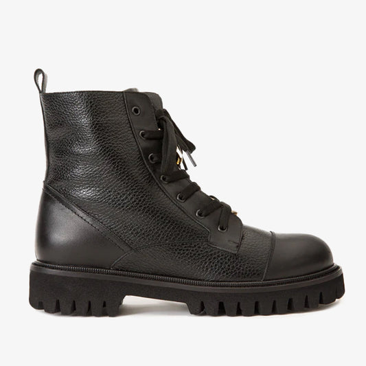 The Belgrad Black Leather Lace-Up Ankle Women Boot With a Side Zipper Final Sale!