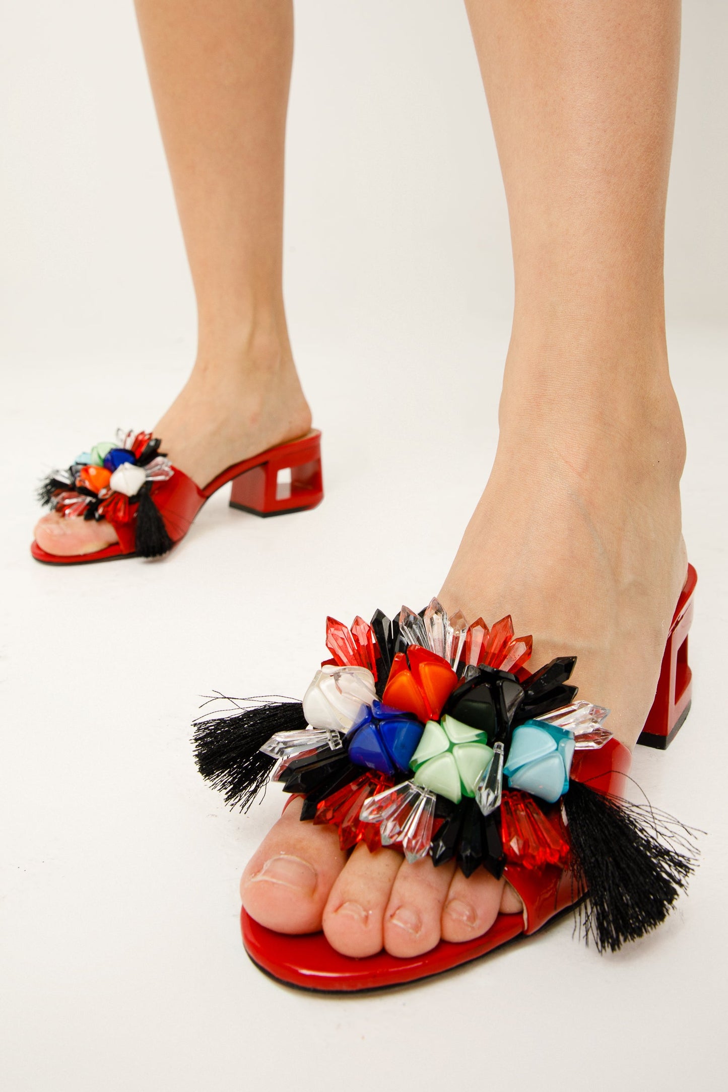 The Vigo Red Leather Block Heel Women Sandal