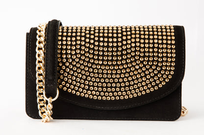 The Ailano Black Glitter Leather Handbag