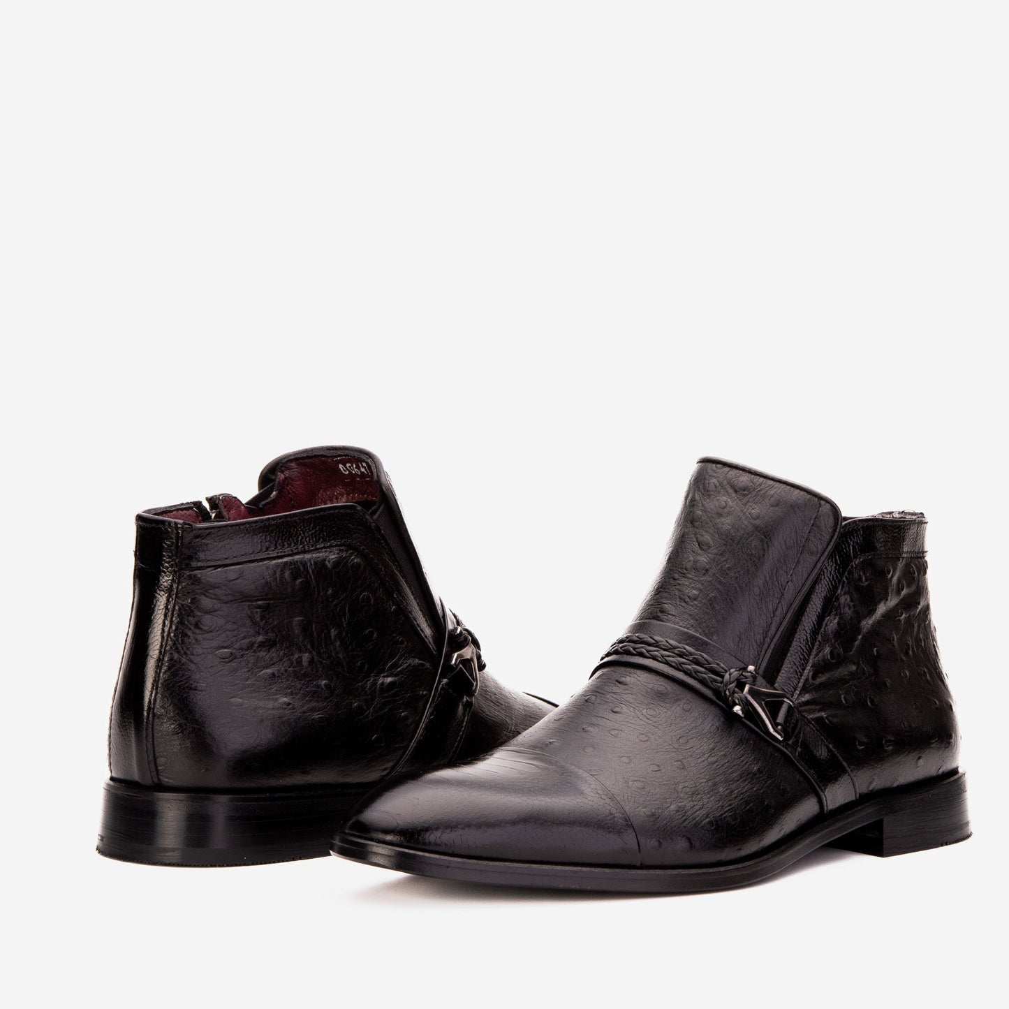 The Dallas Black Leather Bit Ankle Zip-Up Dress Men Boot