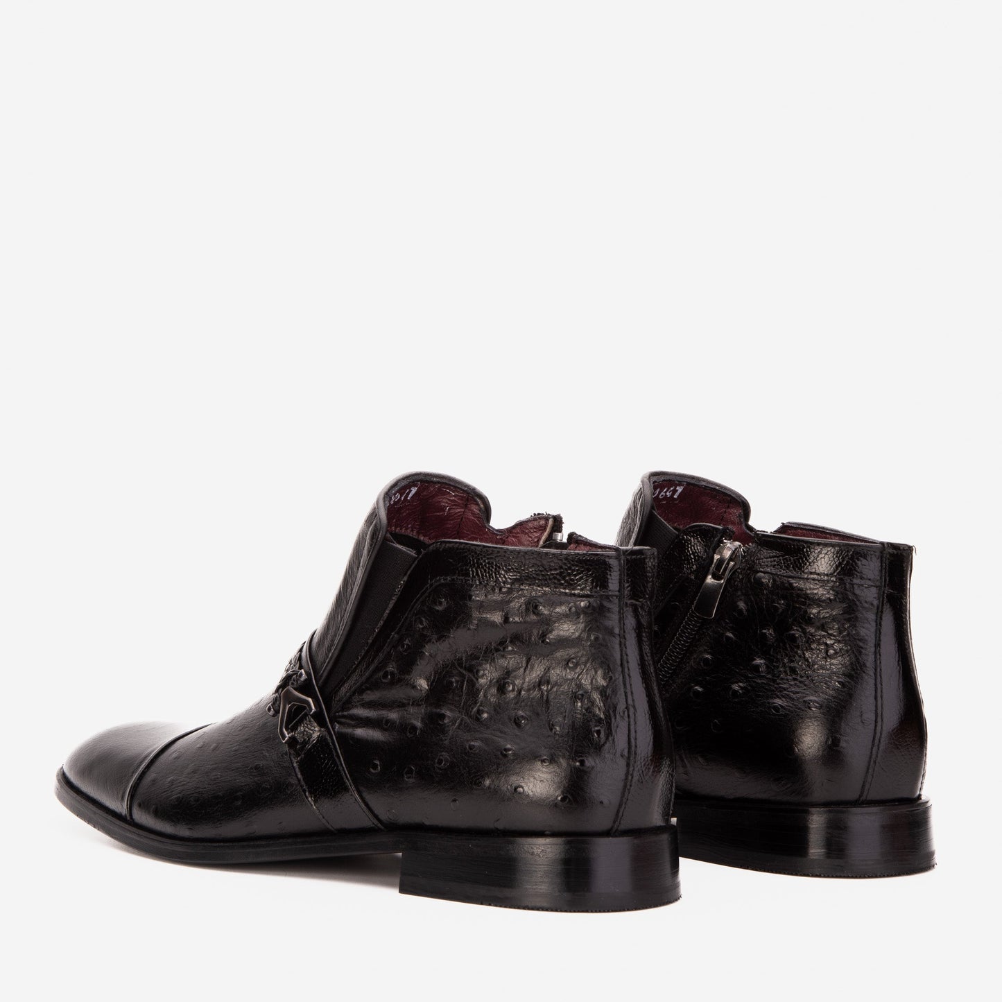 The Dallas Black Leather Bit Ankle Zip-Up Dress Men Boot