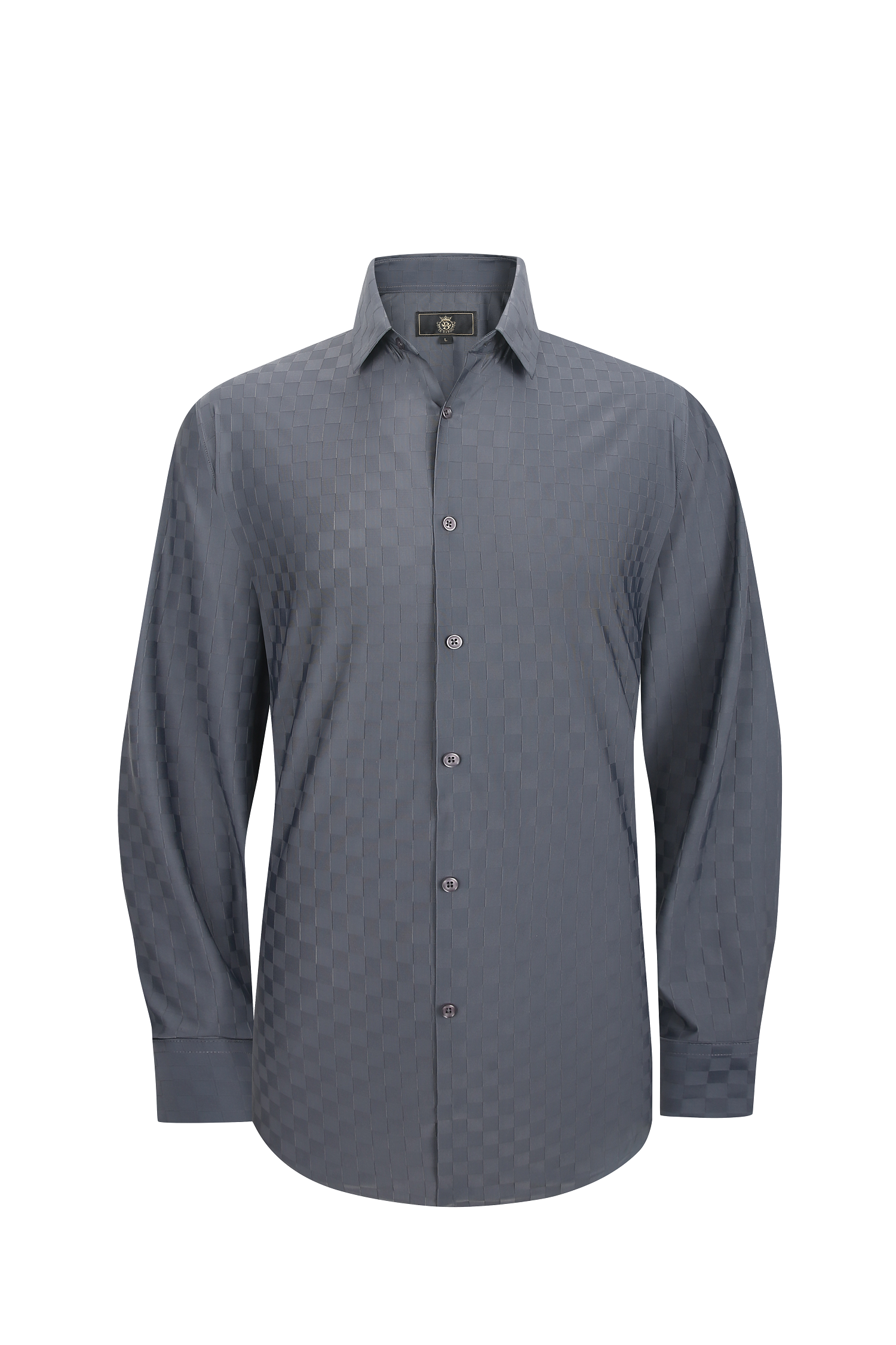 Gridline Stretch LS Shirt GREY - My Men's Shop