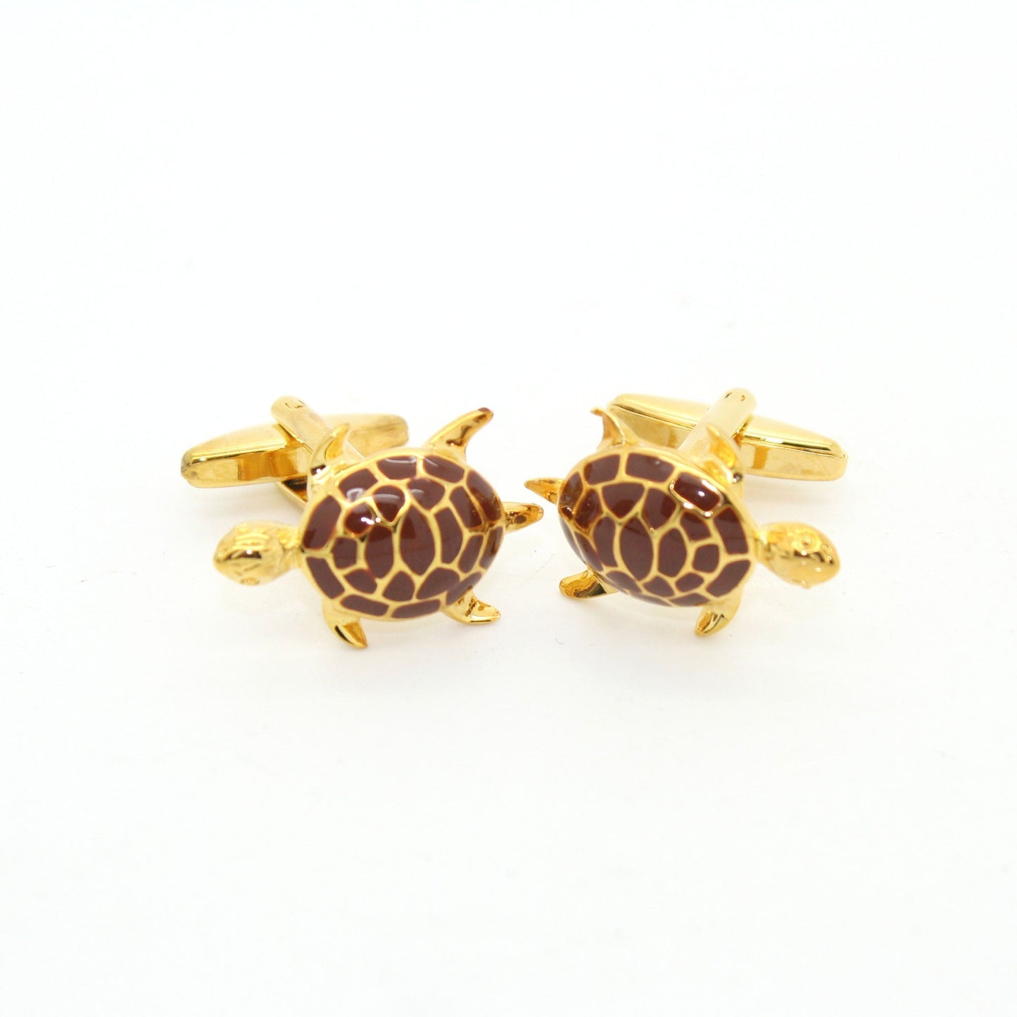 Goldtone Turtle Cuff Links With Jewelry Box