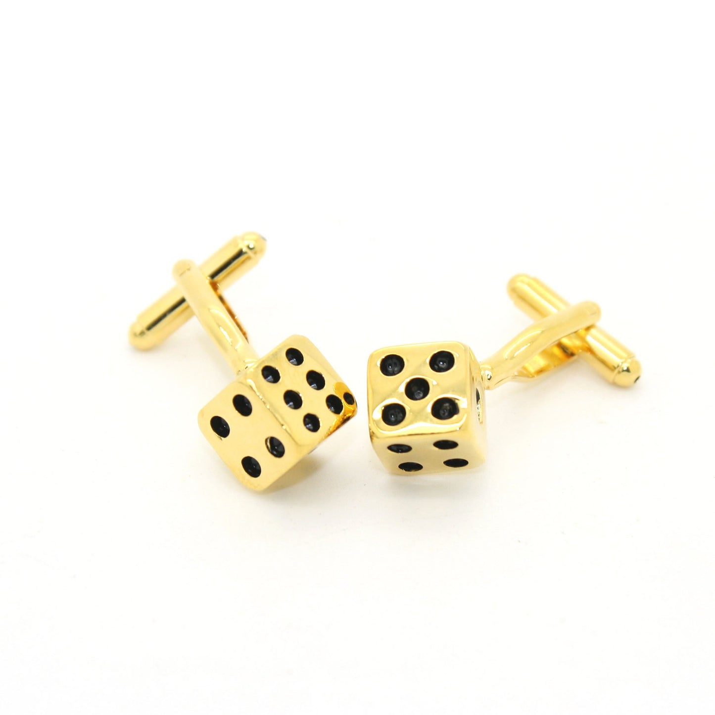 Goldtone Dice Cuff Links With Jewelry Box