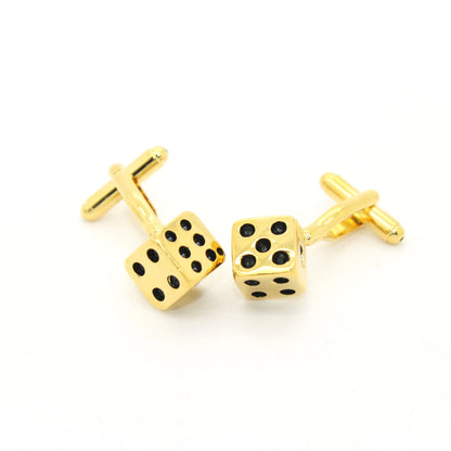 Goldtone Dice Cuff Links With Jewelry Box