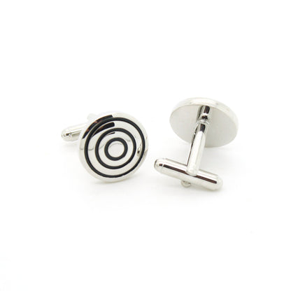 Silvertone Round Cuff Links With Jewelry Box