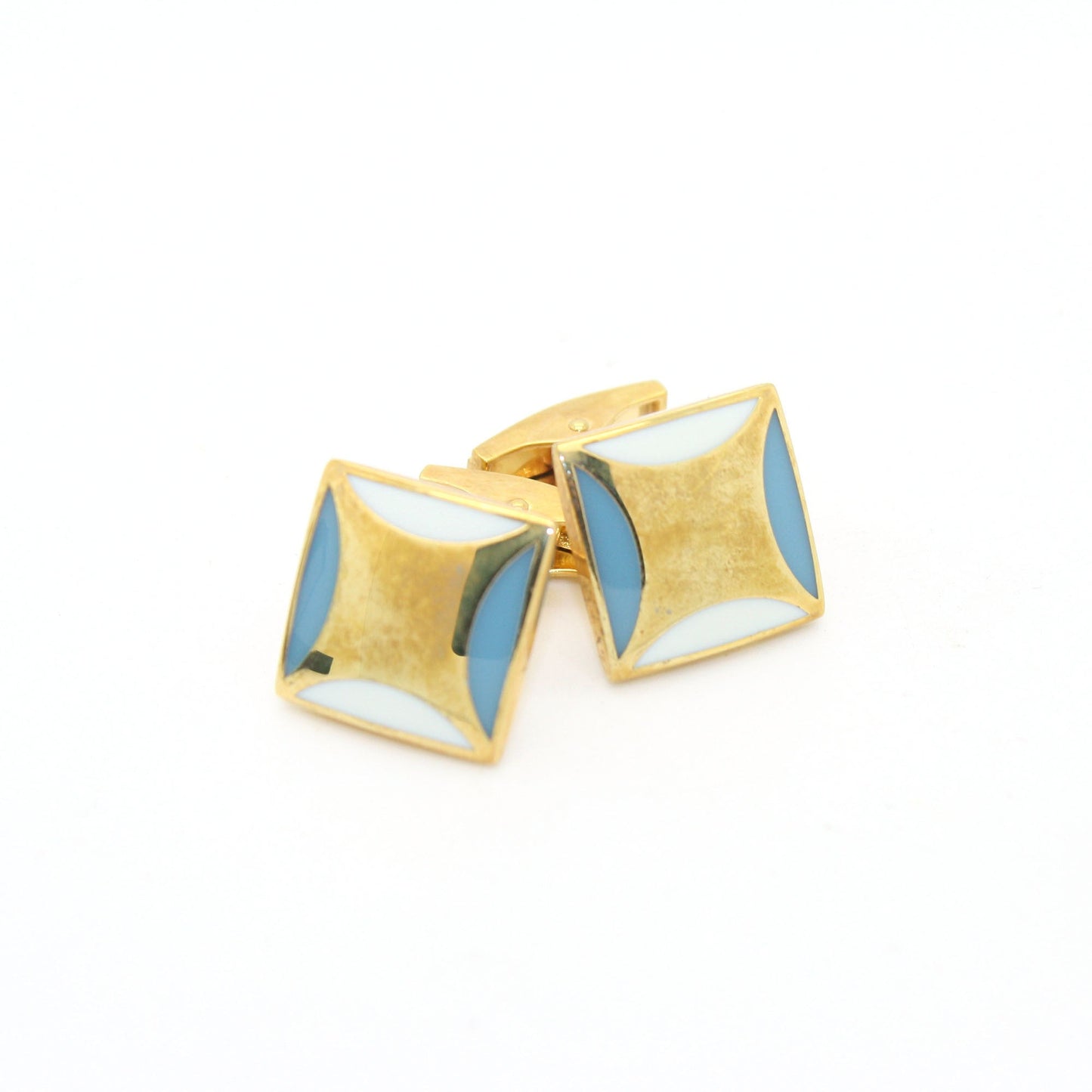 Goldtone Sky Blue Cuff Links With Jewelry Box