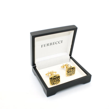 Goldtone Black#2 Design Cuff Links With Jewelry Box