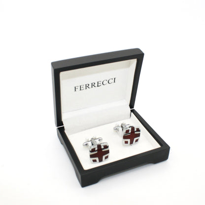 Silvertone Burdungy Cuff Links With Jewelry Box