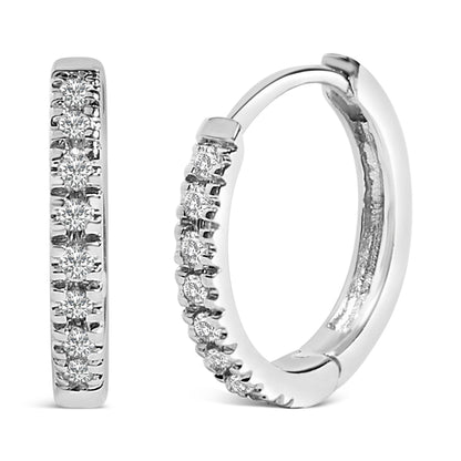 14K Rose Gold 1/5 CTW Diamond Huggie Hoop Earrings