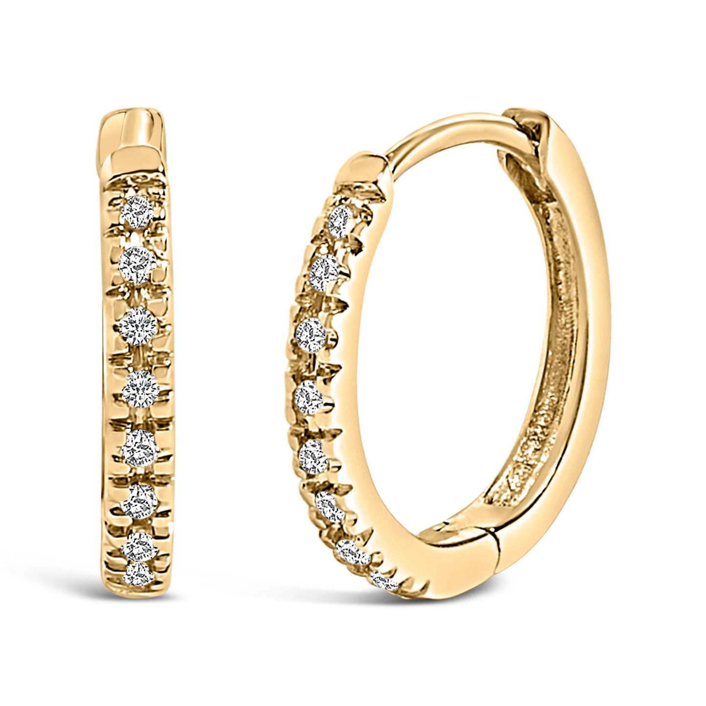 14K Rose Gold 1/5 CTW Diamond Huggie Hoop Earrings
