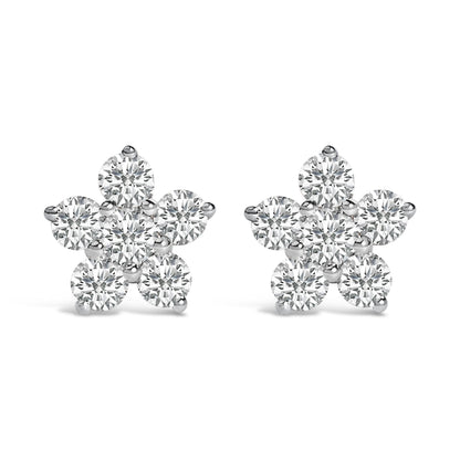 Pendientes de estrella de oro blanco de 10 quilates con diamantes de laboratorio de 1/2 quilate en total