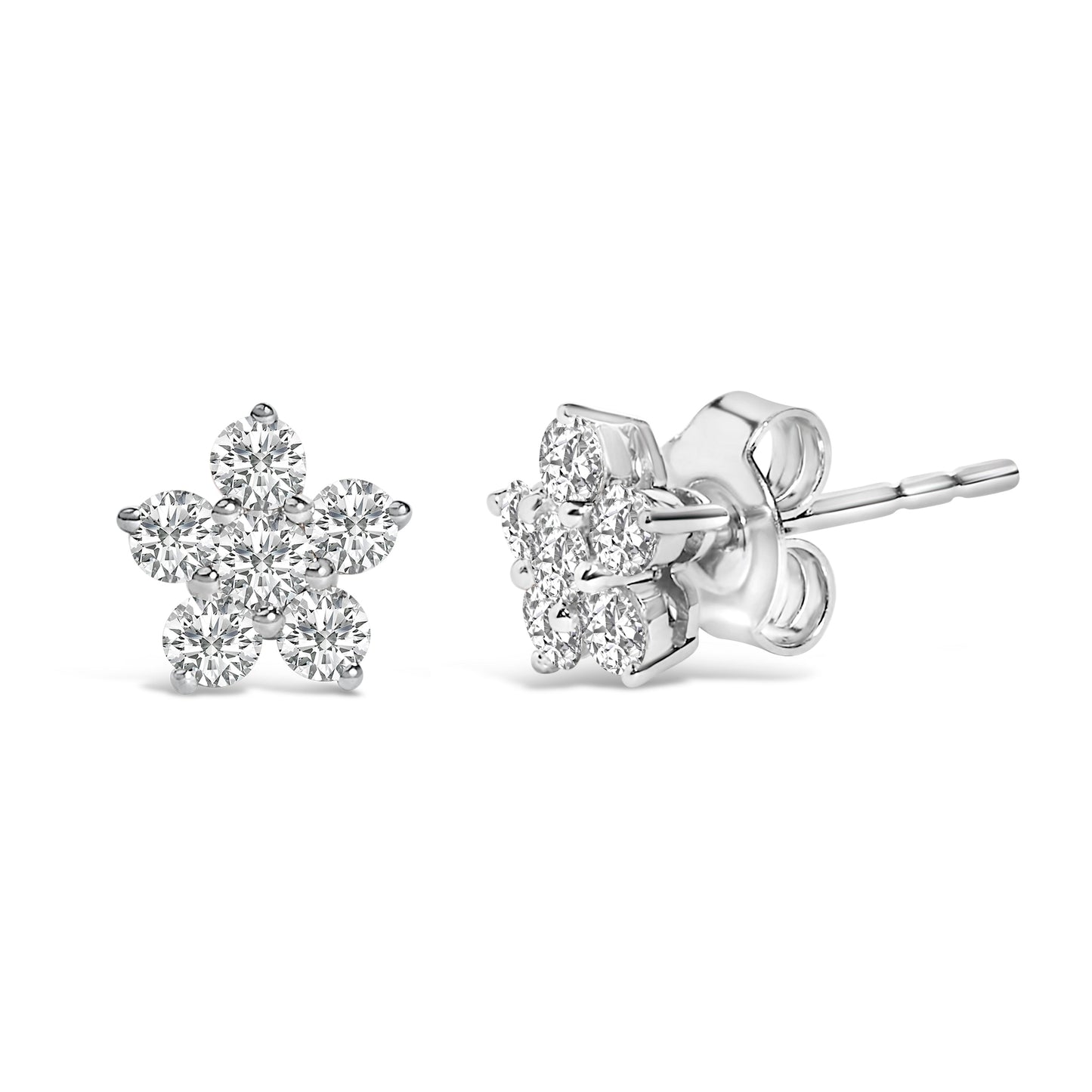 Pendientes de estrella de oro blanco de 10 quilates con diamantes de laboratorio de 1/2 quilate en total
