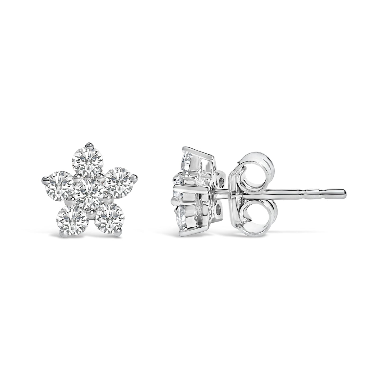 Pendientes de estrella de oro blanco de 10 quilates con diamantes de laboratorio de 1/2 quilate en total