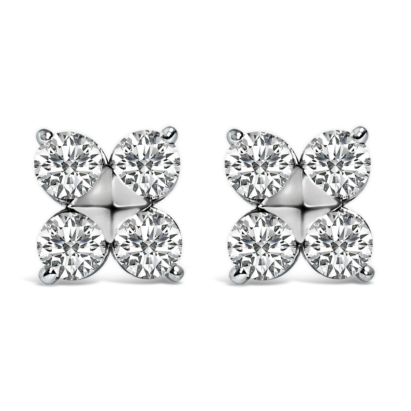 Pendientes de copo de nieve de 10K en oro blanco con diamantes cultivados en laboratorio de 1/2 quilate en total