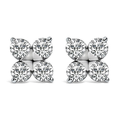 Pendientes de copo de nieve de 10K en oro blanco con diamantes cultivados en laboratorio de 1/2 quilate en total