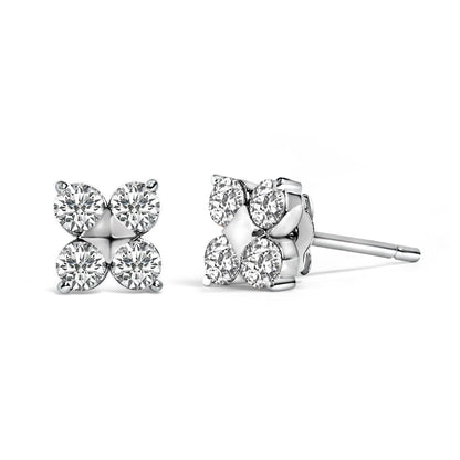 Pendientes de copo de nieve de 10K en oro blanco con diamantes cultivados en laboratorio de 1/2 quilate en total