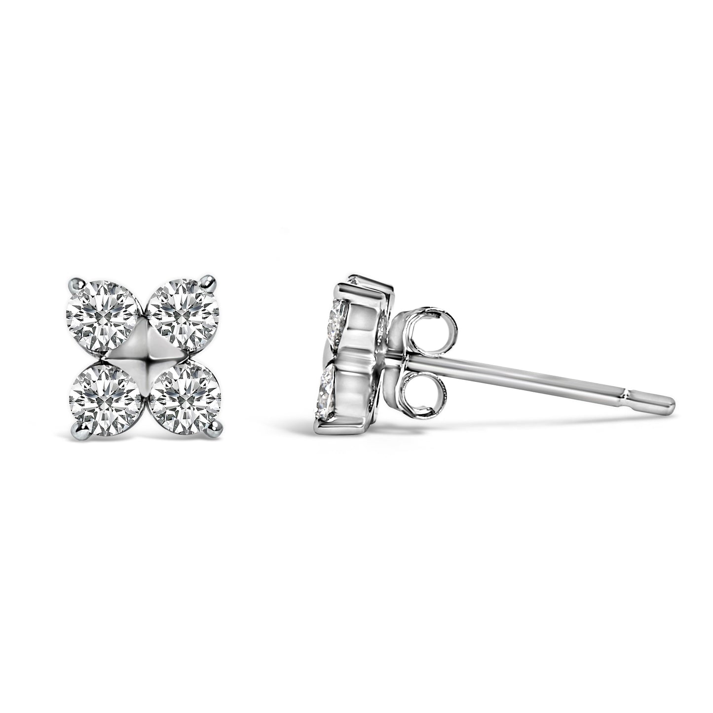 Pendientes de copo de nieve de 10K en oro blanco con diamantes cultivados en laboratorio de 1/2 quilate en total