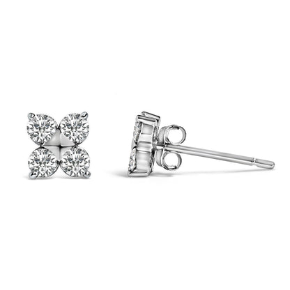 Pendientes de copo de nieve de 10K en oro blanco con diamantes cultivados en laboratorio de 1/2 quilate en total