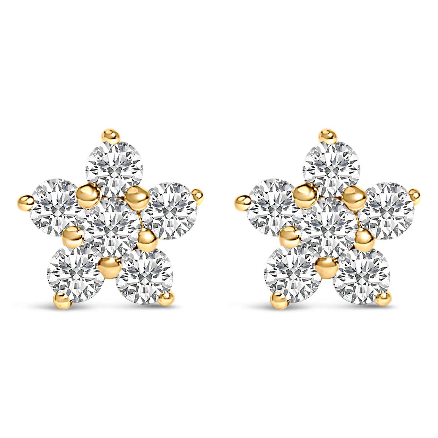 Pendientes de estrella de oro blanco de 10 quilates con diamantes de laboratorio de 1/2 quilate en total