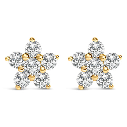Pendientes de estrella de oro blanco de 10 quilates con diamantes de laboratorio de 1/2 quilate en total