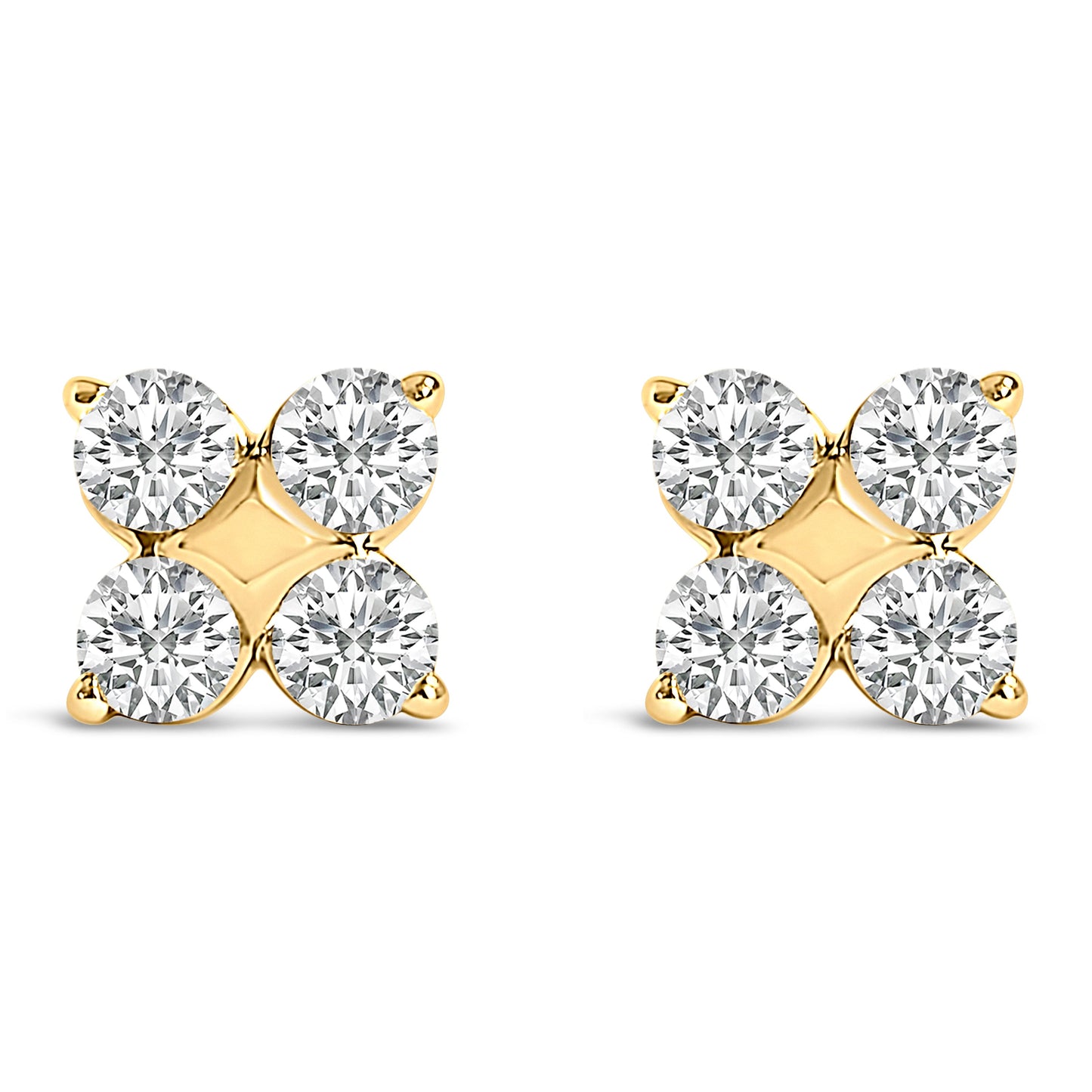 Pendientes de copo de nieve de 10K en oro blanco con diamantes cultivados en laboratorio de 1/2 quilate en total