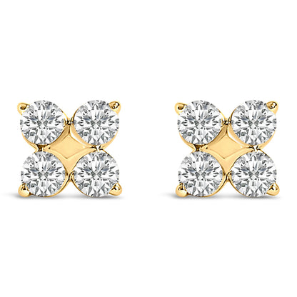 Pendientes de copo de nieve de 10K en oro blanco con diamantes cultivados en laboratorio de 1/2 quilate en total