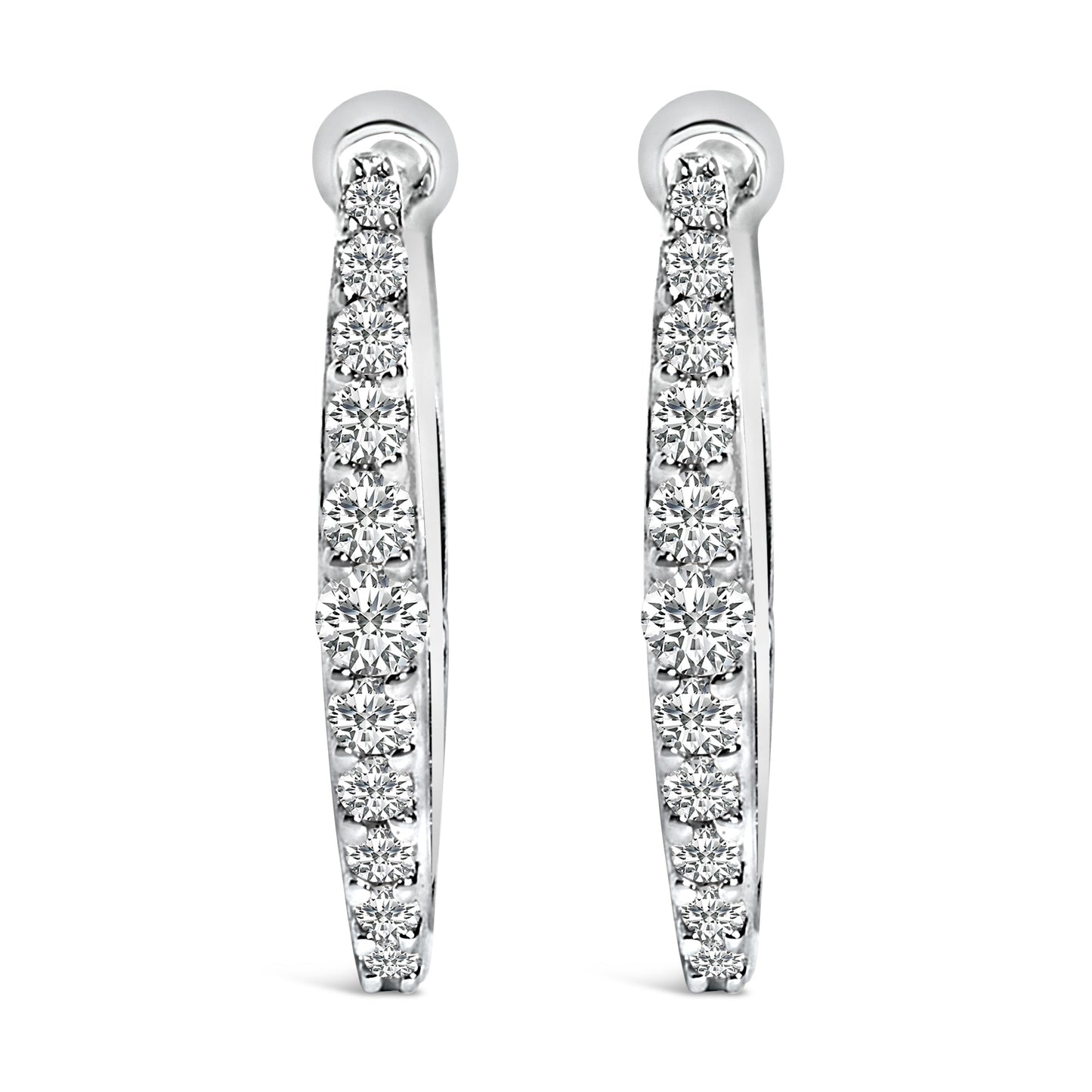 Pendientes Huggy con forma de corazón de oro blanco de 10K y diamantes creados en laboratorio de 1/4 Cttw
