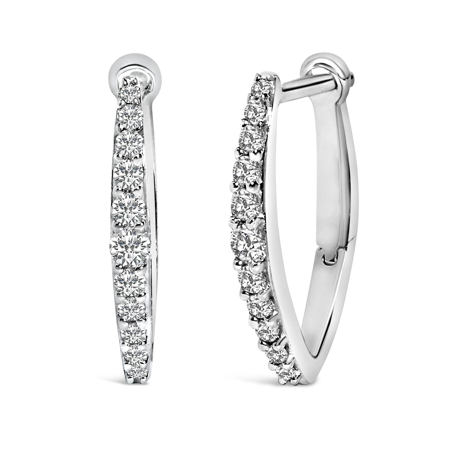 Pendientes Huggy con forma de corazón de oro blanco de 10K y diamantes creados en laboratorio de 1/4 Cttw