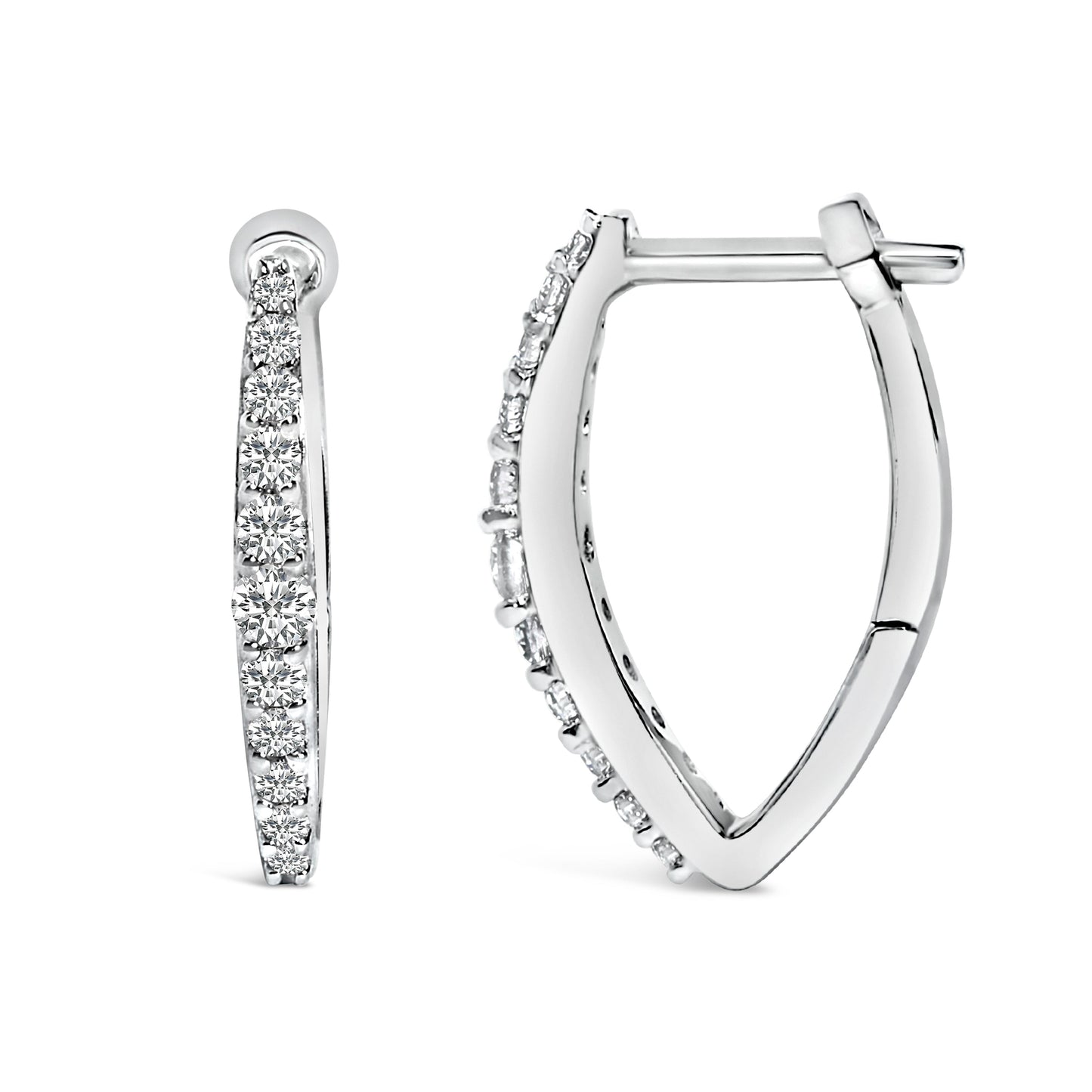 Pendientes Huggy con forma de corazón de oro blanco de 10K y diamantes creados en laboratorio de 1/4 Cttw
