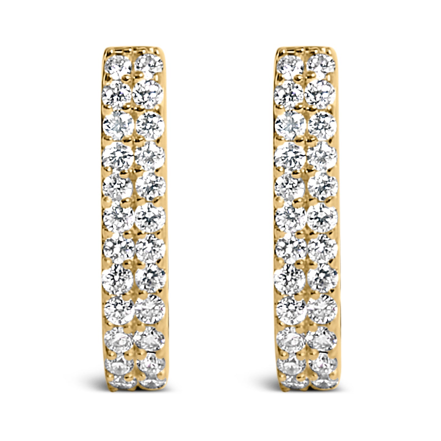 Pendientes de aro tipo Huggie de doble fila con diamantes cultivados de 1/4 Cttw de oro blanco de 10K
