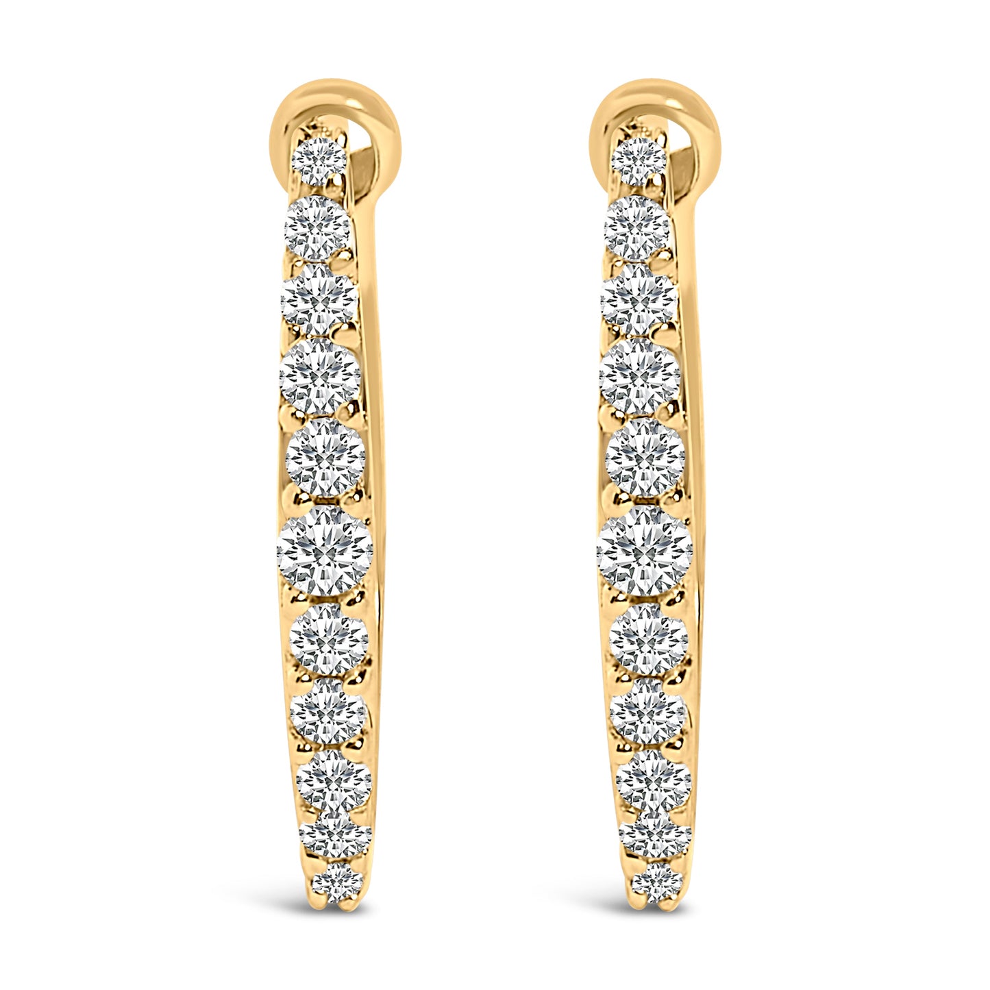 Pendientes Huggy con forma de corazón de oro blanco de 10K y diamantes creados en laboratorio de 1/4 Cttw