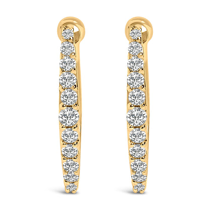 Pendientes Huggy con forma de corazón de oro blanco de 10K y diamantes creados en laboratorio de 1/4 Cttw