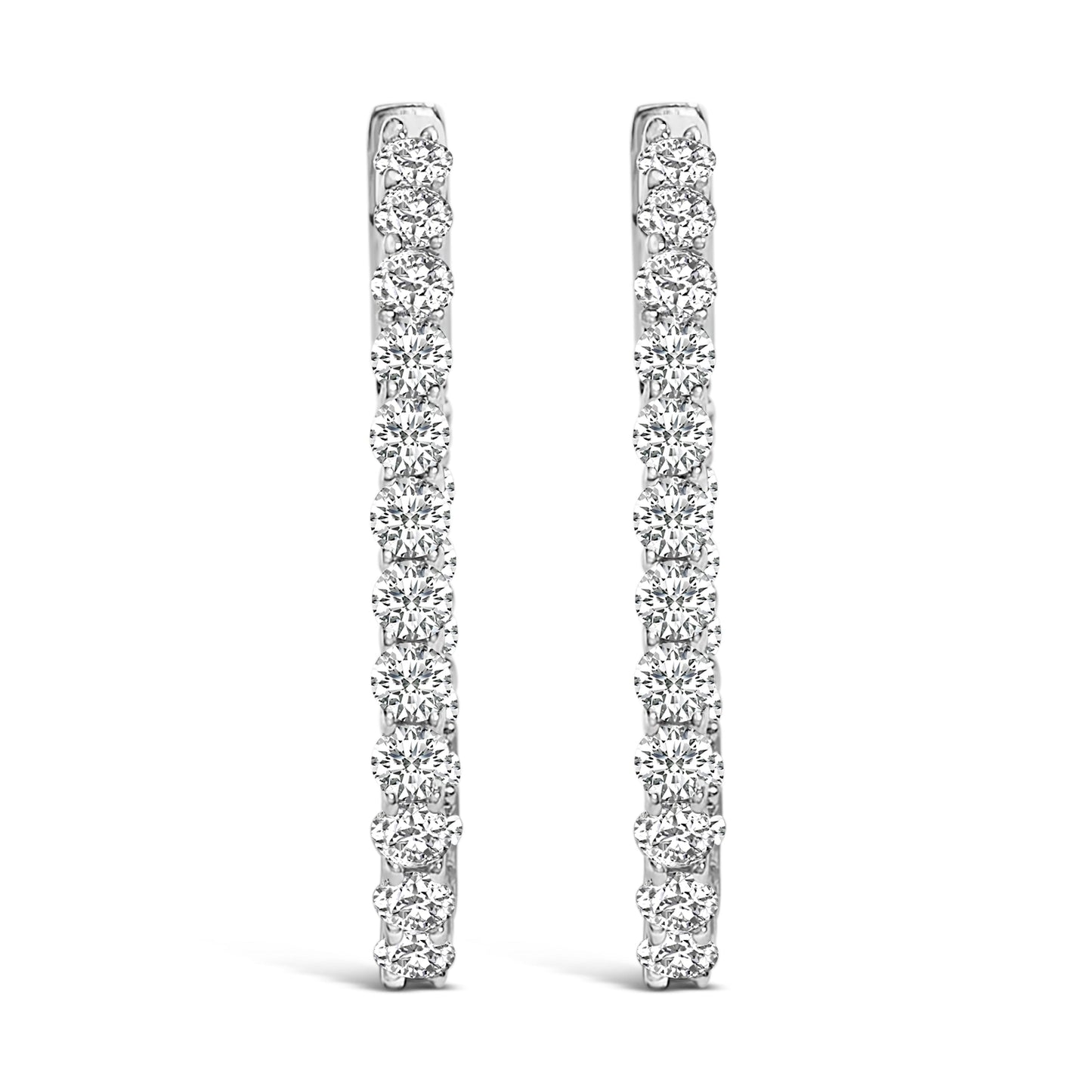 Pendientes de aro de oro blanco de 14 quilates con diamantes ovalados cultivados en laboratorio de 1,0 quilates (peso total)