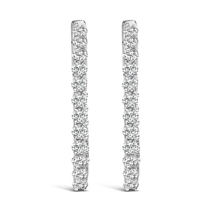 Pendientes de aro de oro blanco de 14 quilates con diamantes ovalados cultivados en laboratorio de 1,0 quilates (peso total)
