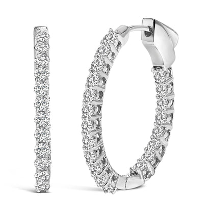 Pendientes de aro de oro blanco de 14 quilates con diamantes ovalados cultivados en laboratorio de 1,0 quilates (peso total)
