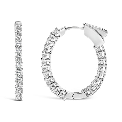 Pendientes de aro de oro blanco de 14 quilates con diamantes ovalados cultivados en laboratorio de 1,0 quilates (peso total)