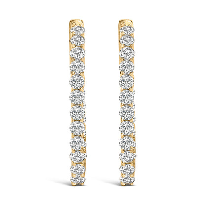 Pendientes de aro de oro blanco de 14 quilates con diamantes ovalados cultivados en laboratorio de 1,0 quilates (peso total)
