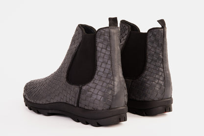 The Luxpre Grey Leather Handwoven Casual Chelsea Men Boot Final Sale!