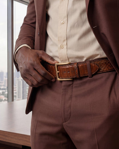 The Valmont Tan Python Leather Derby Men Shoe
