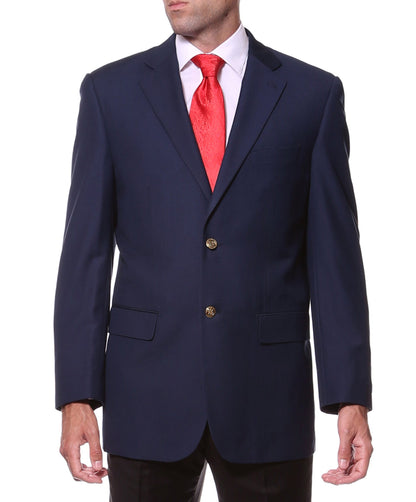 Gold Button FE28001 Navy Blue Solid Bright Color Blazer