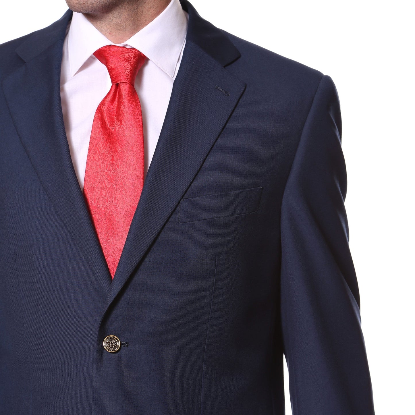 Gold Button FE28001 Navy Blue Solid Bright Color Blazer