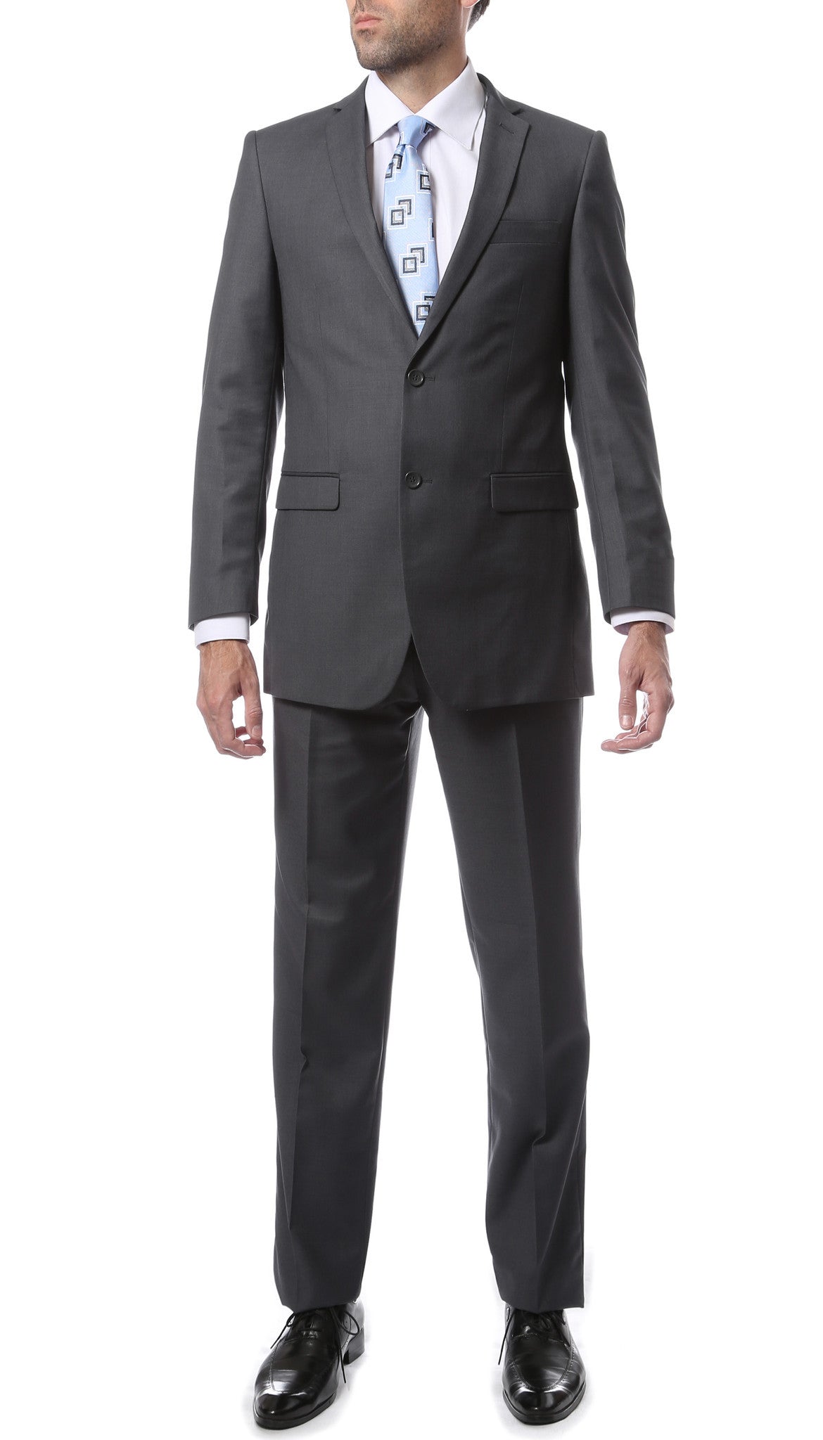 Premium FNL22R Mens 2 Button Regular Fit Heather Grey Suit