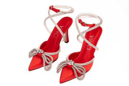 The Floransa Red Leather Pointy Toe Ankle Strap Women Sandal Final Sale!