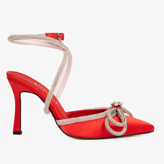 The Floransa Red Leather Pointy Toe Ankle Strap Women Sandal Final Sale!