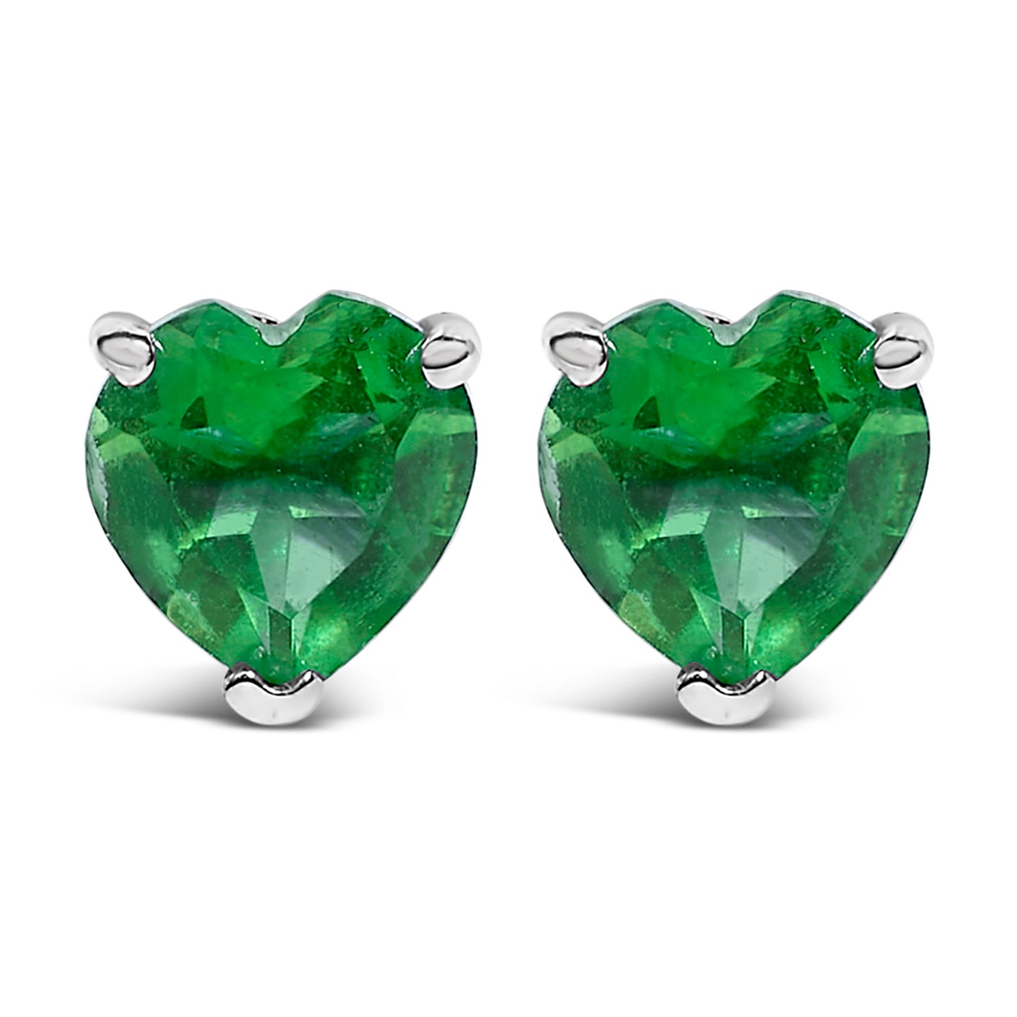 Pendientes de oro blanco de 14 quilates con solitario de amatista morada de corte corazón de 5 mm