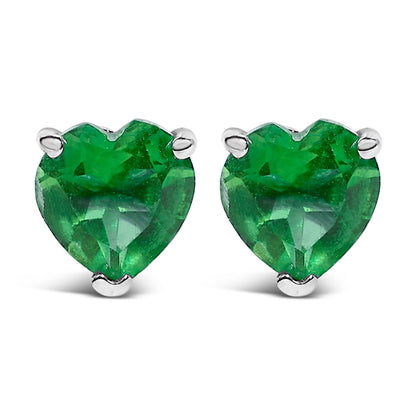 Pendientes de oro blanco de 14 quilates con solitario de amatista morada de corte corazón de 5 mm