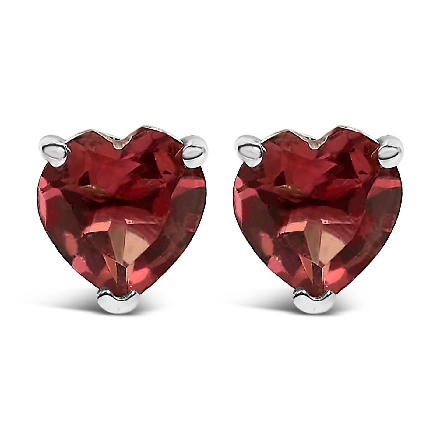 Pendientes de oro blanco de 14 quilates con solitario de amatista morada de corte corazón de 5 mm