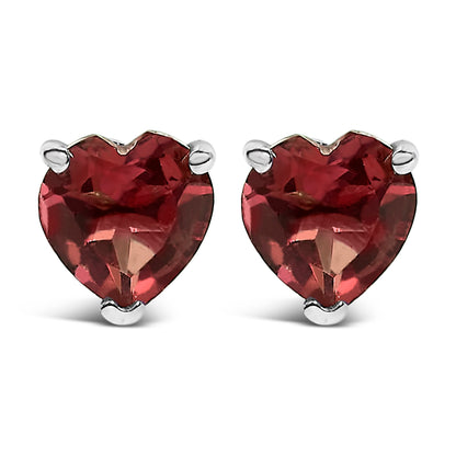 Pendientes de oro blanco de 14 quilates con solitario de amatista morada de corte corazón de 5 mm