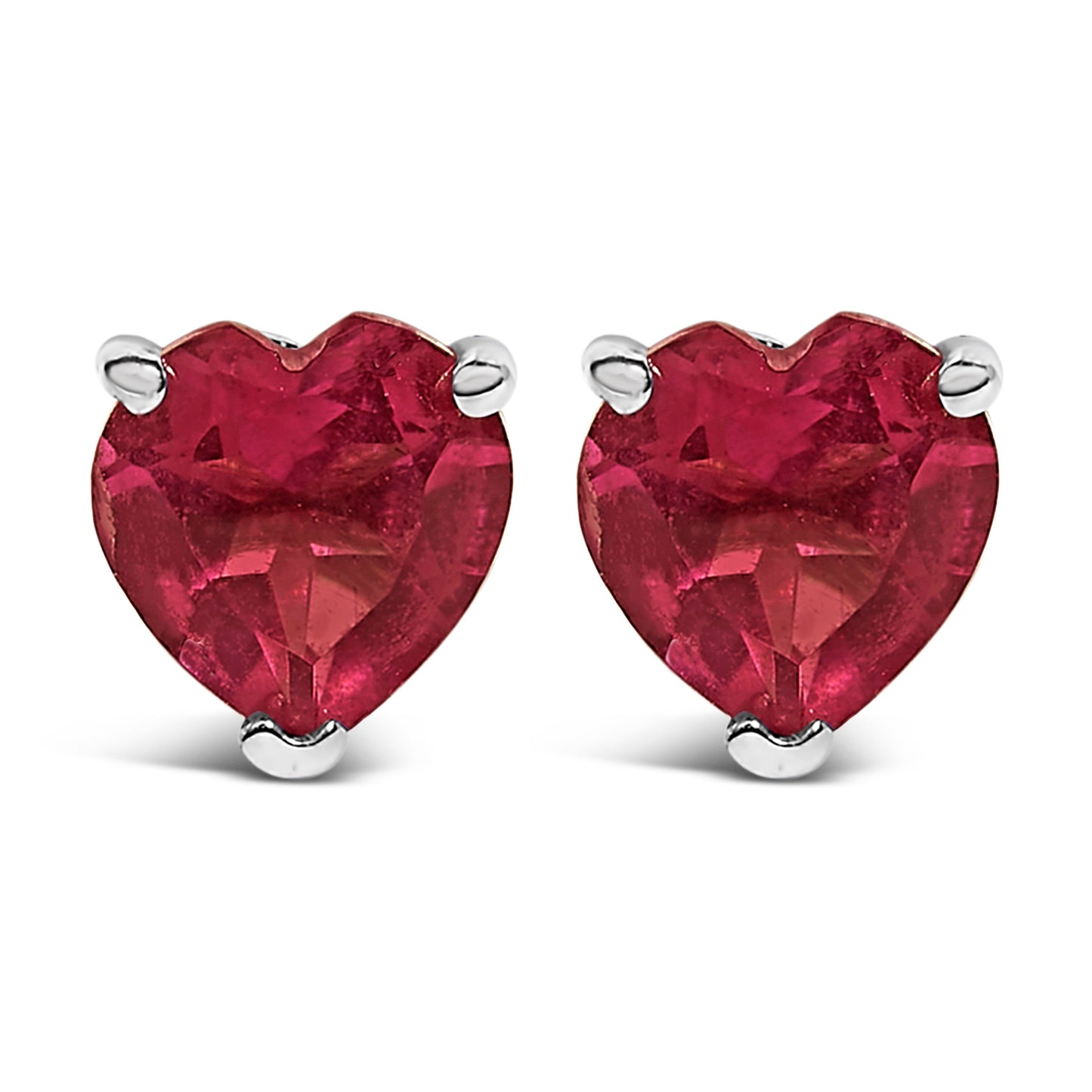 Pendientes de oro blanco de 14 quilates con solitario de amatista morada de corte corazón de 5 mm